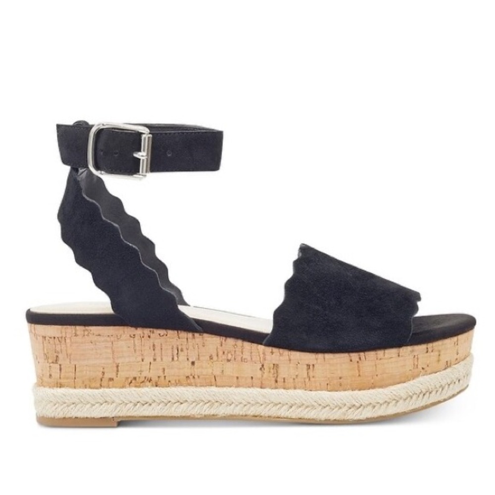 Marc Fisher Scalloped Suede Flatform Sandals